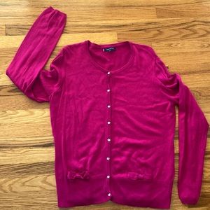 ANNE KLEIN CARDIGAN with bow pockets and jewel buttons